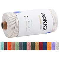 Hilo macramé- AOKKR 3mm x 100m Macrame Cuerda de Algodon Suave de 4 Hilos- Usado para Tapices Macramé- Macrame Cortinas…